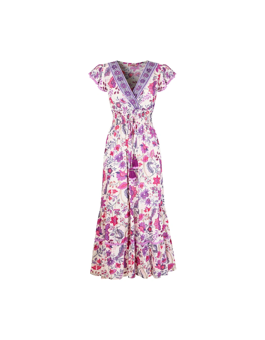 Polly Beaded and Printed Dress - Purple