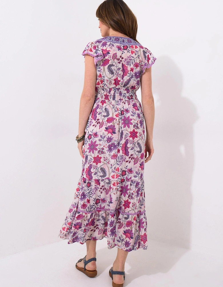 Polly Beaded and Printed Dress - Purple