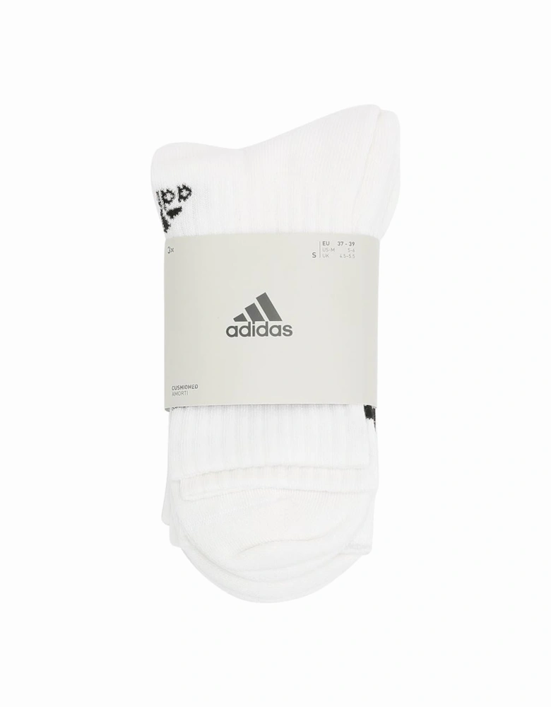 3 Pack Women's White/Black Crew Socks