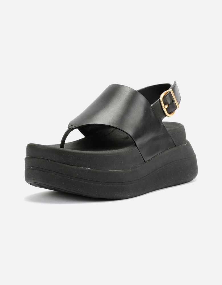 F-Mode Leather Women's Black Sandals