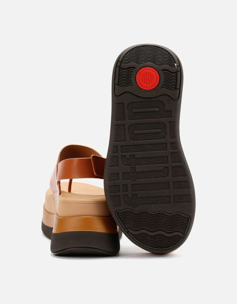 F-Mode Leather Women's Deep Tan Sandals