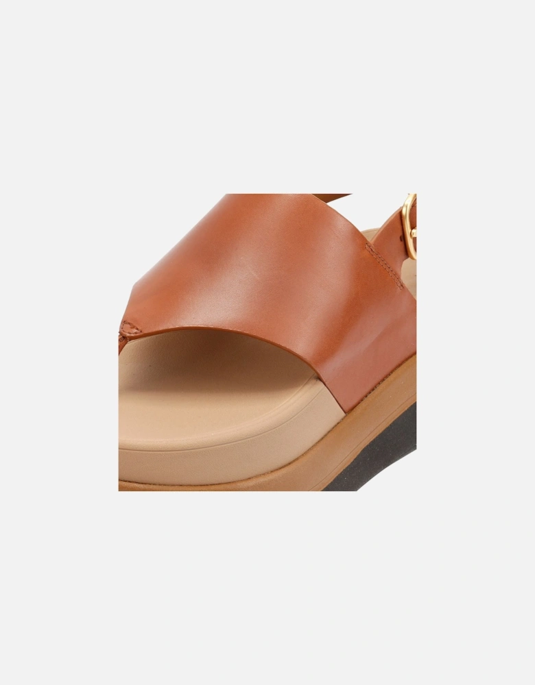F-Mode Leather Women's Deep Tan Sandals