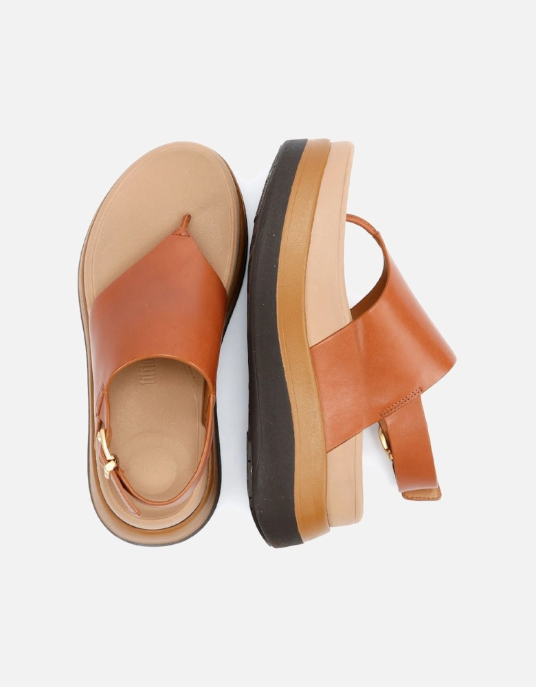 F-Mode Leather Women's Deep Tan Sandals