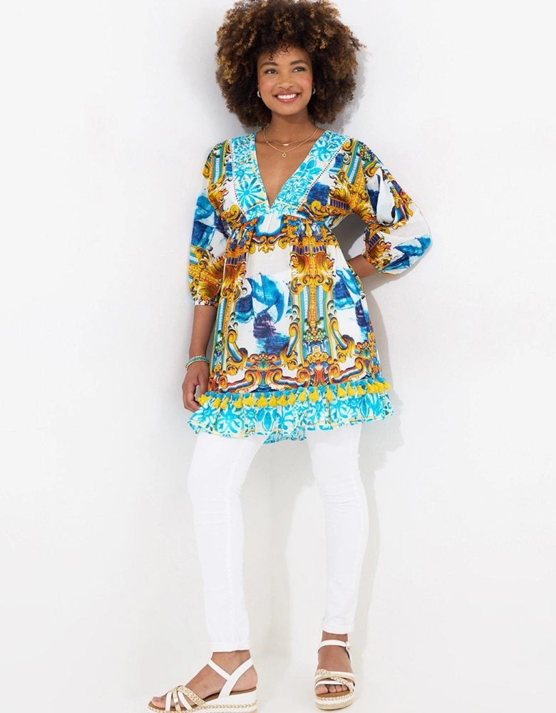 Sail Away Printed Tunic - Blue