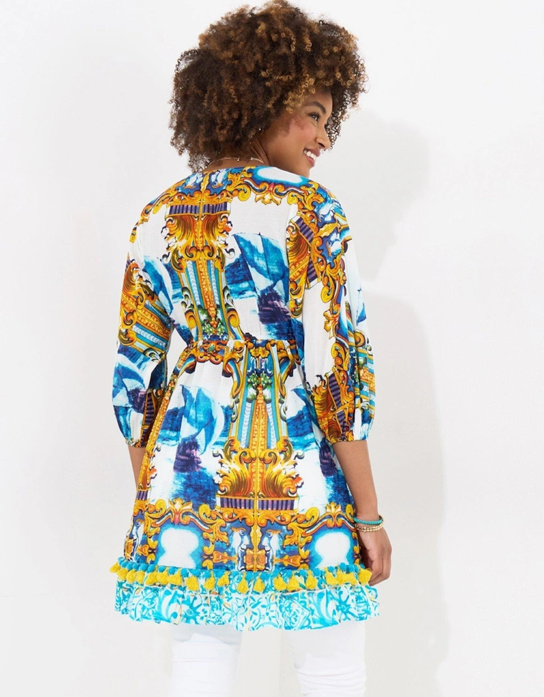 Sail Away Printed Tunic - Blue