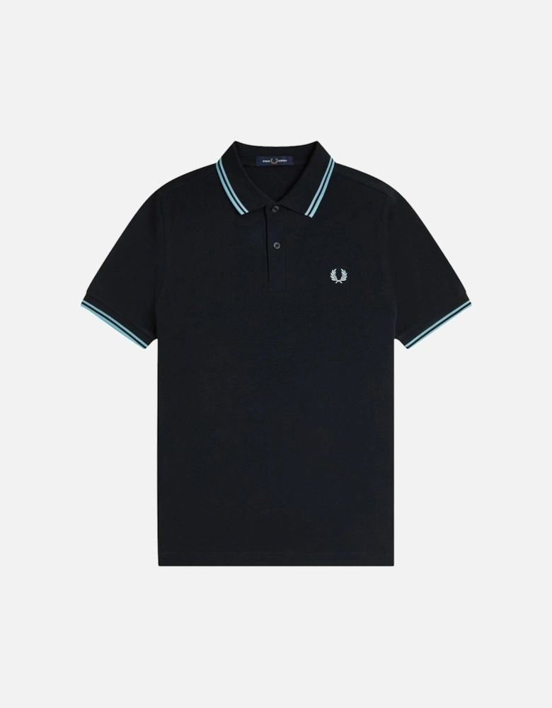 Twin Tipped Polo Shirt Navy/Mint Blue