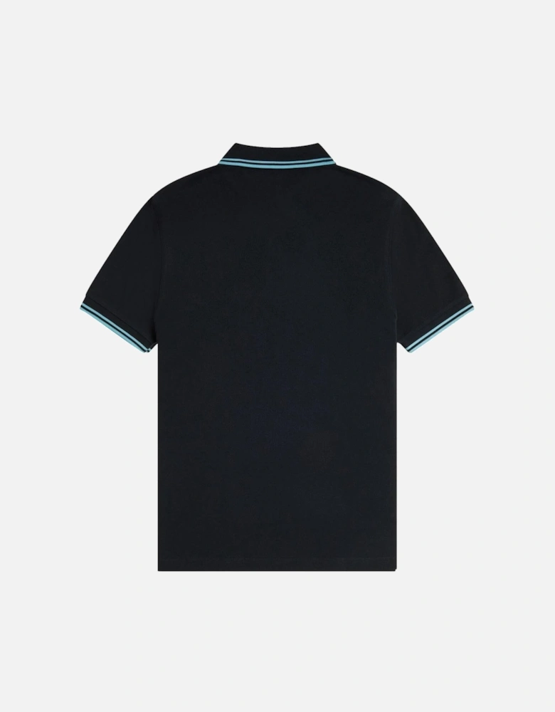 Twin Tipped Polo Shirt Navy/Mint Blue