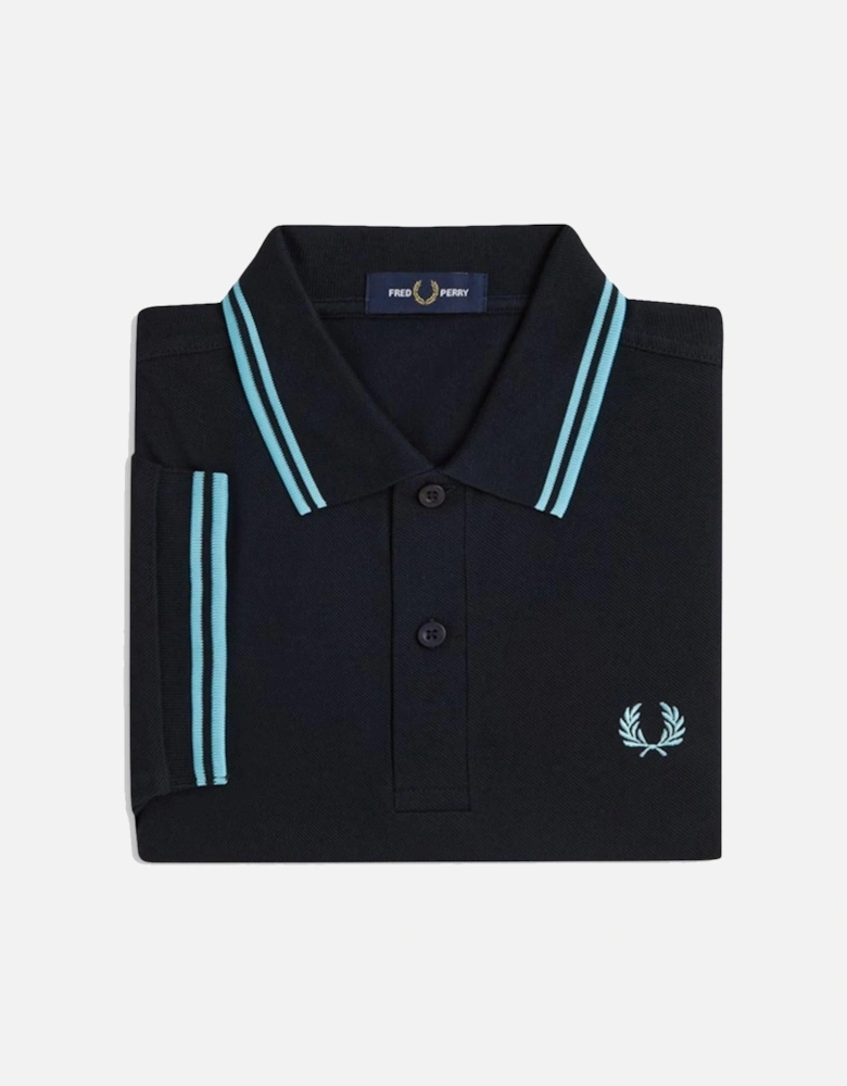 Twin Tipped Polo Shirt Navy/Mint Blue