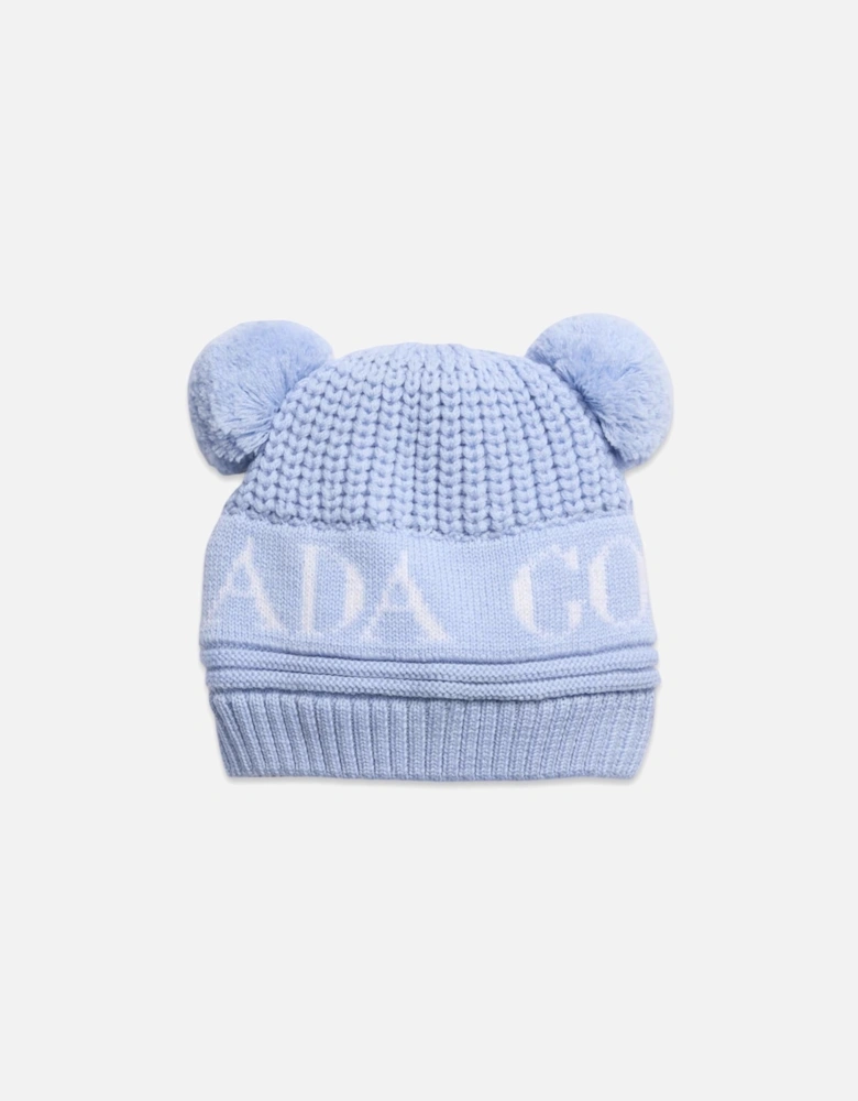 Kids Double Pom Hat Blue