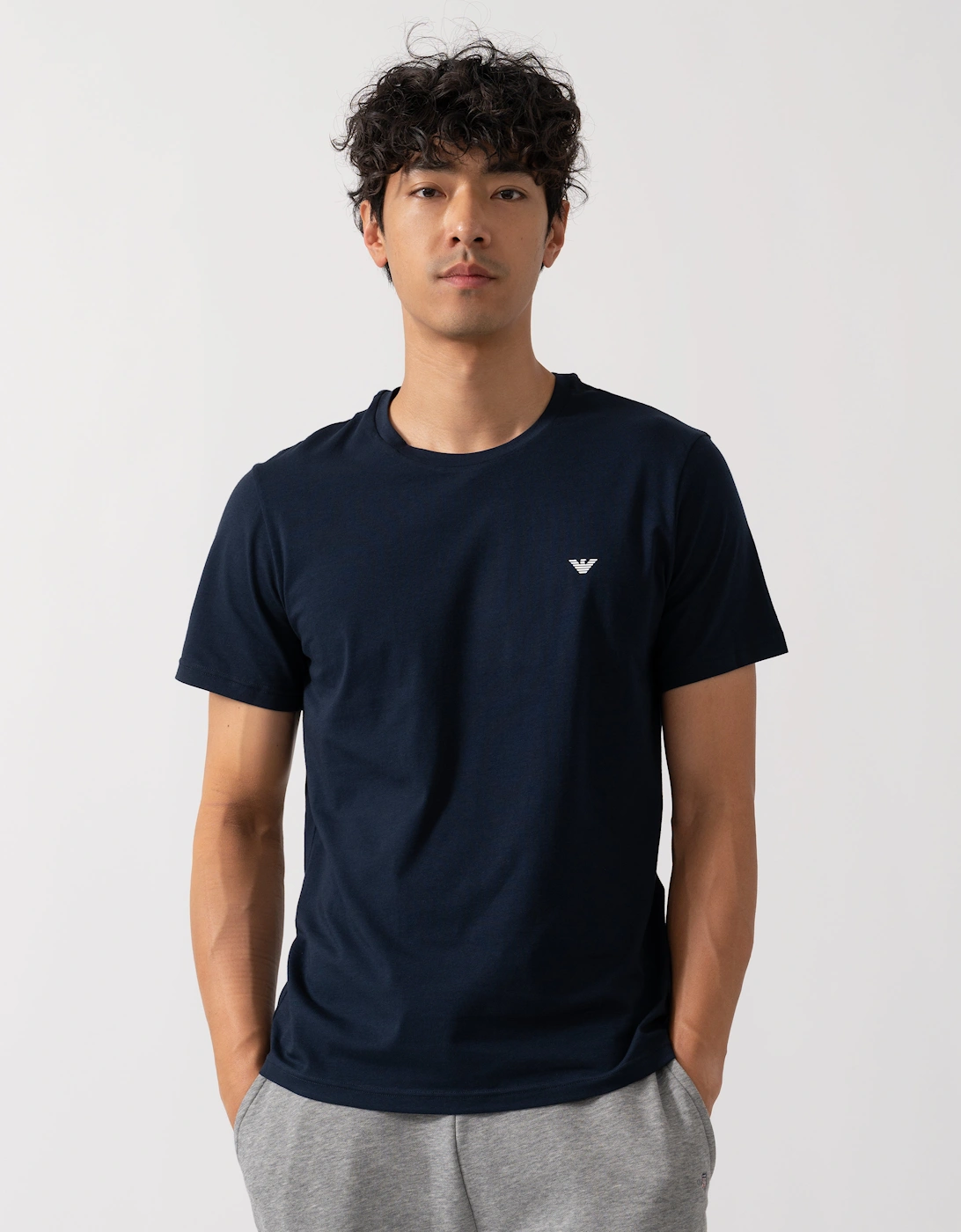 2 Pack Mens Eagle Logo Loungewear T-Shirt - Armani Blue/White MB088, 2 of 1