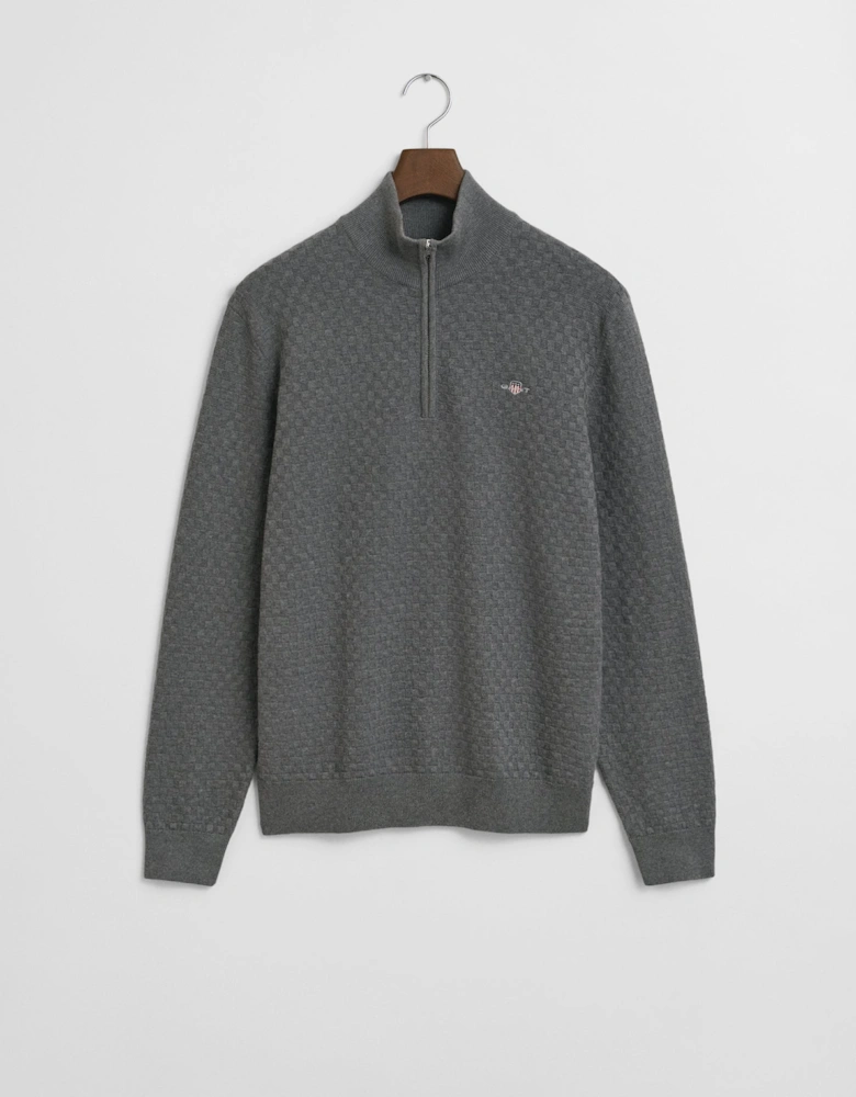 Mens Micro Texture Half Zip Jumper - 92 Dark Grey Melange