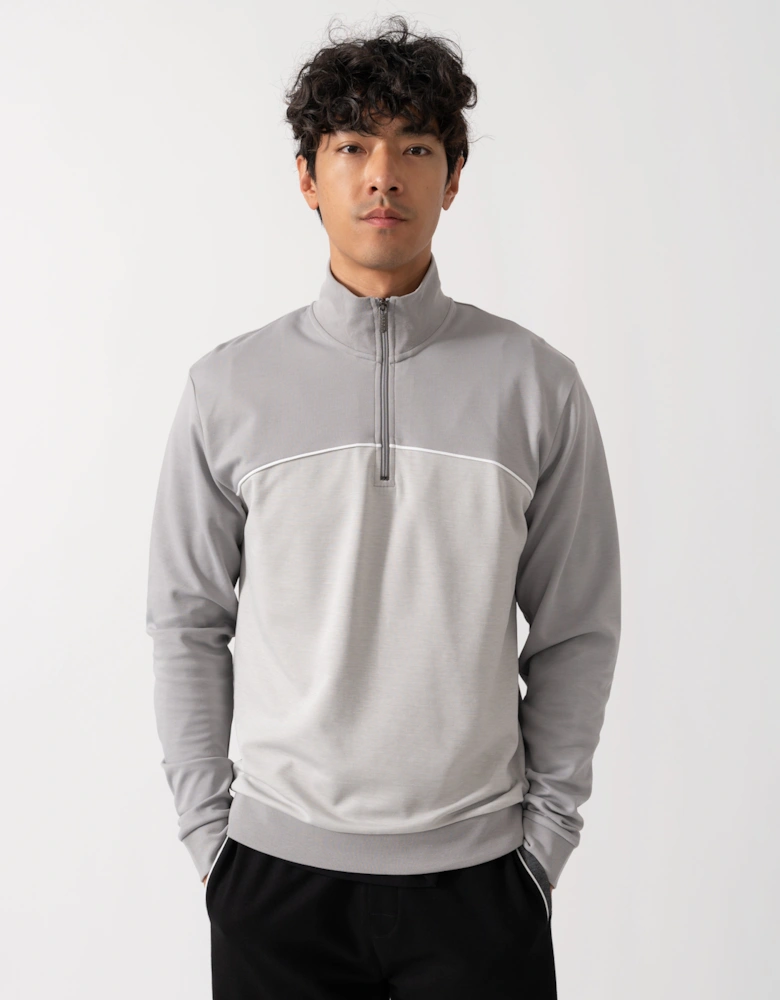 BOSS Orange Mens Loungewear Tracksuit 1/4 Zip Jacket 50545583 - Light/Pastel Grey 050