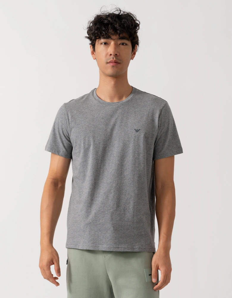 2 Pack Mens Eagle Logo Loungewear T-Shirt - Grey Melange/Armani Blue M8098