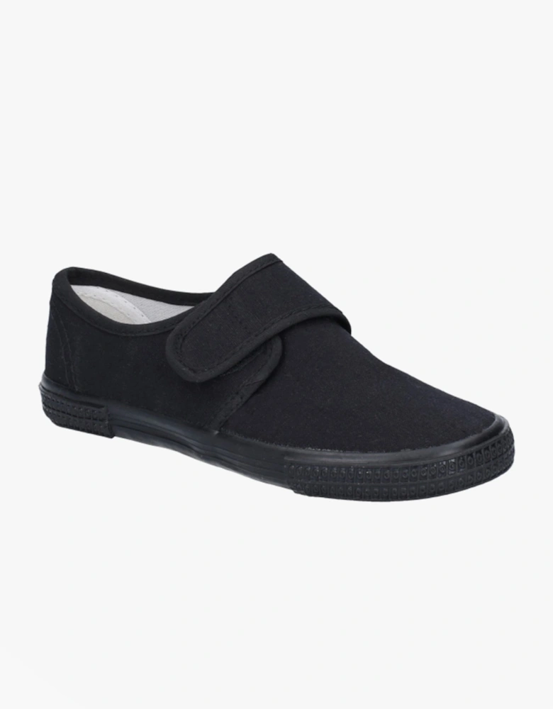 99248 Unisex Canvas Touch Fasten Plimsolls Black