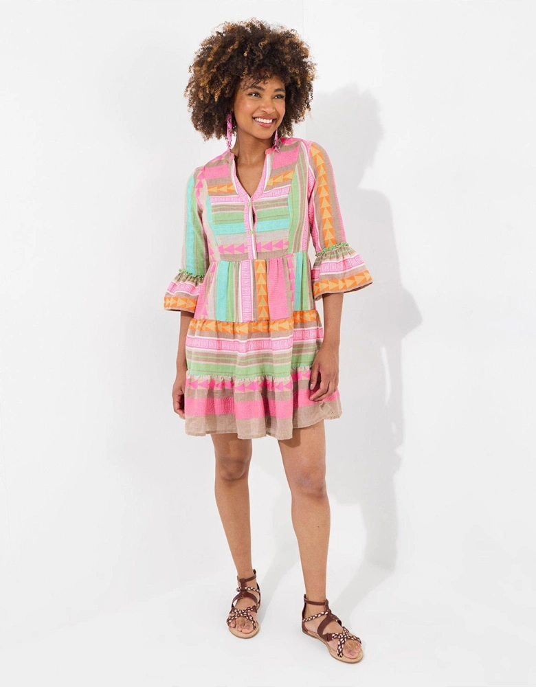 Summer Is Here Jacquard Tunic Dress - Pink