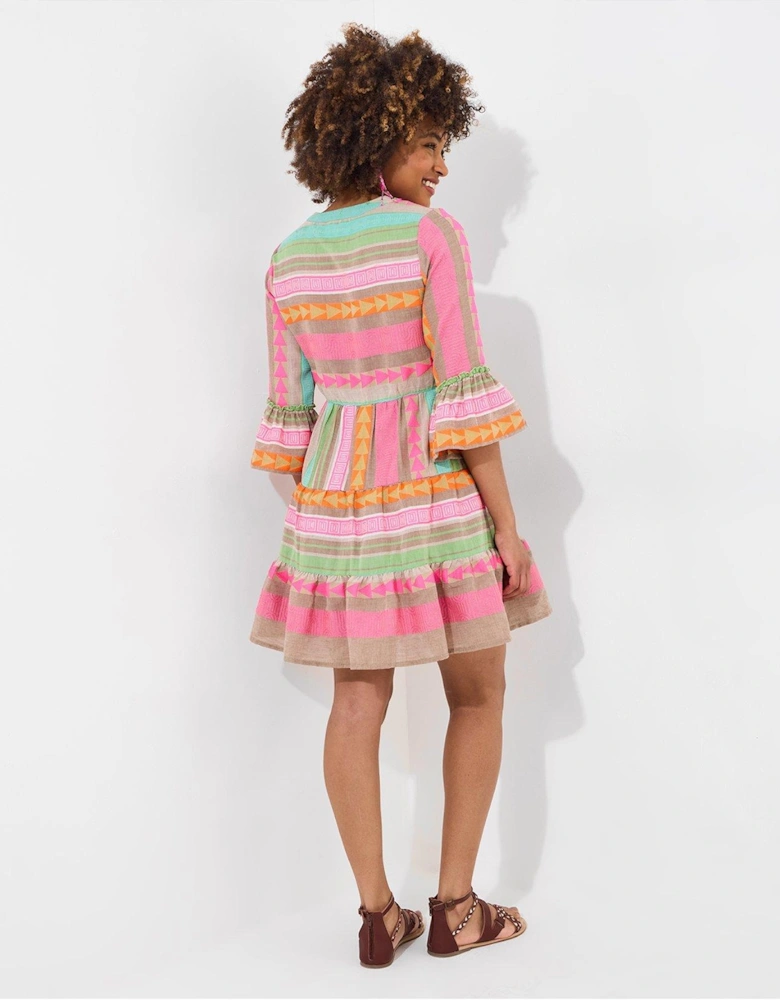 Summer Is Here Jacquard Tunic Dress - Pink