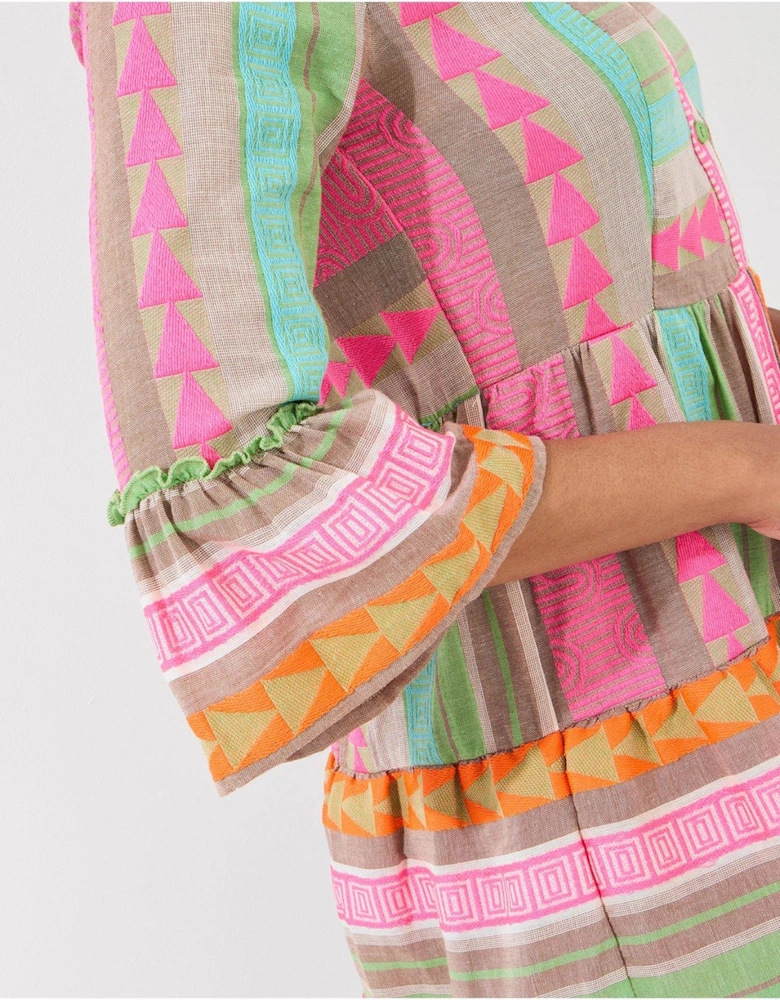 Summer Is Here Jacquard Tunic Dress - Pink