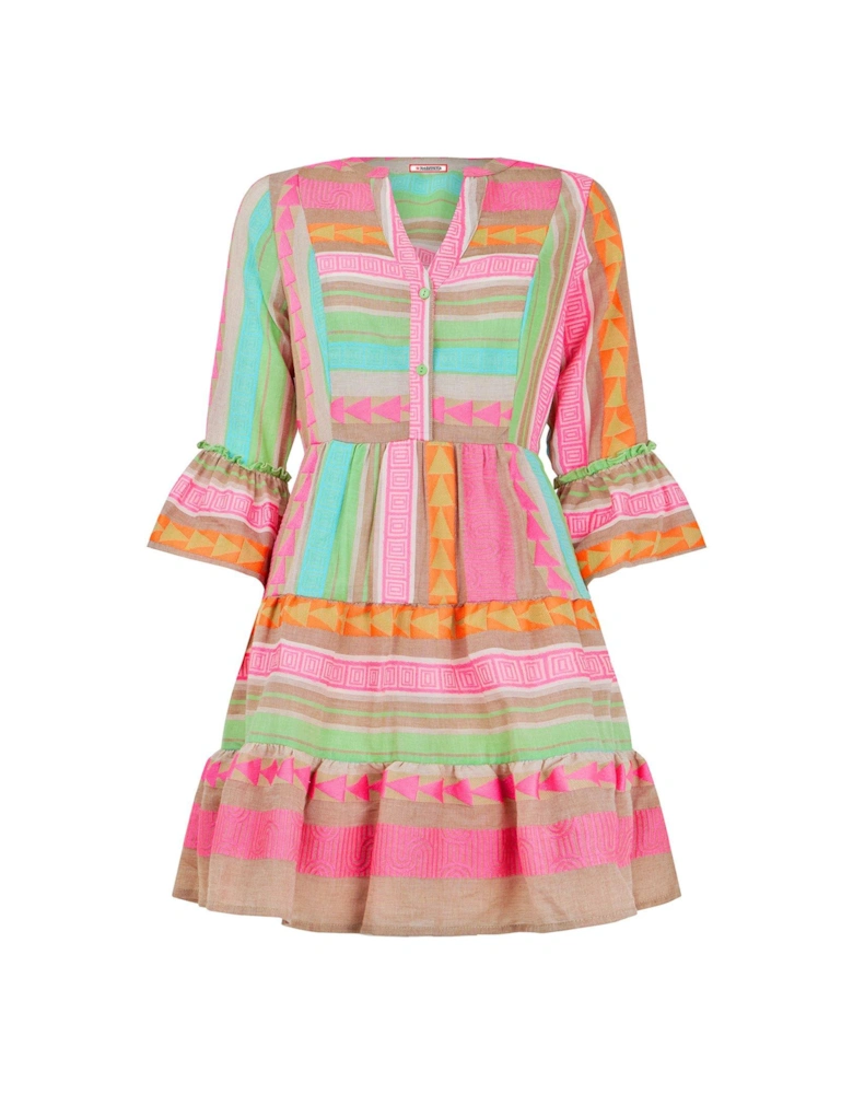 Summer Is Here Jacquard Tunic Dress - Pink