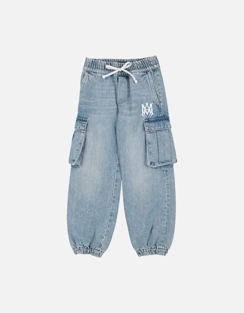 KIDS DENIM CARGO JOGGERS LIGHT DENIM