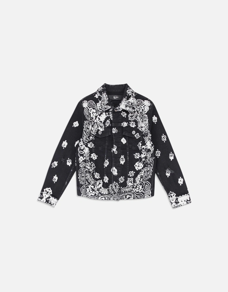 AMIRI KIDS BLEACH BANDANA TRUCKER JACKET BLACK