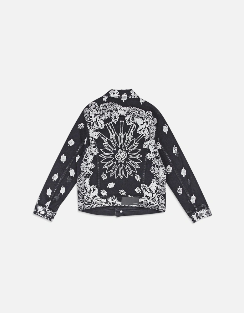 AMIRI KIDS BLEACH BANDANA TRUCKER JACKET BLACK