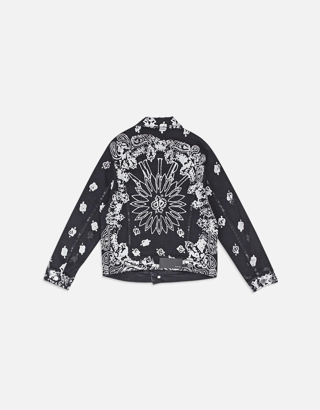 AMIRI KIDS BLEACH BANDANA TRUCKER JACKET BLACK