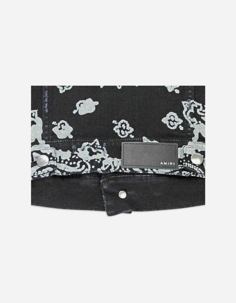 AMIRI KIDS BLEACH BANDANA TRUCKER JACKET BLACK