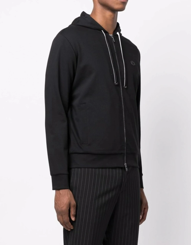 Zip Up Hooded Top Black