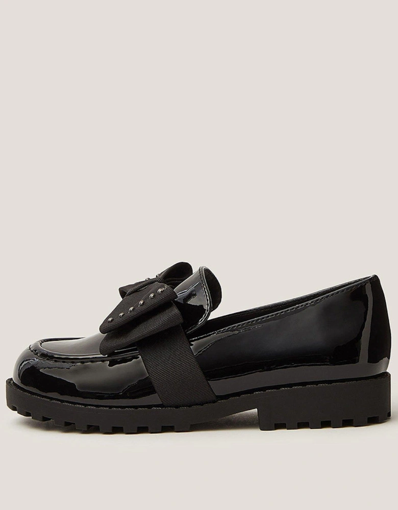 Girls Bow Loafers - Black