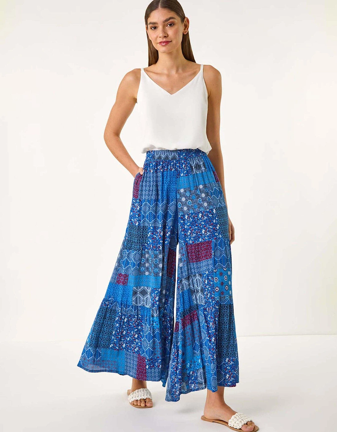 Tile Tiered Palazzo Trouser - Blue, 2 of 1