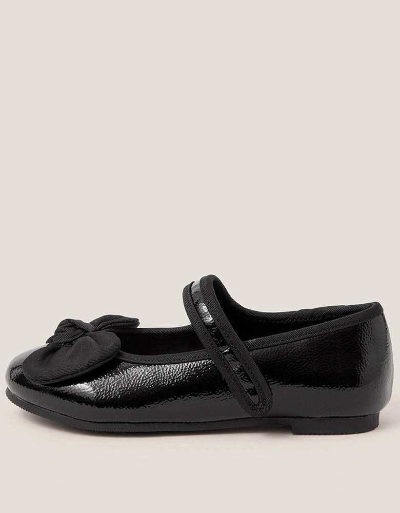 Girls Patent Bow Ballerina Shoes - Black