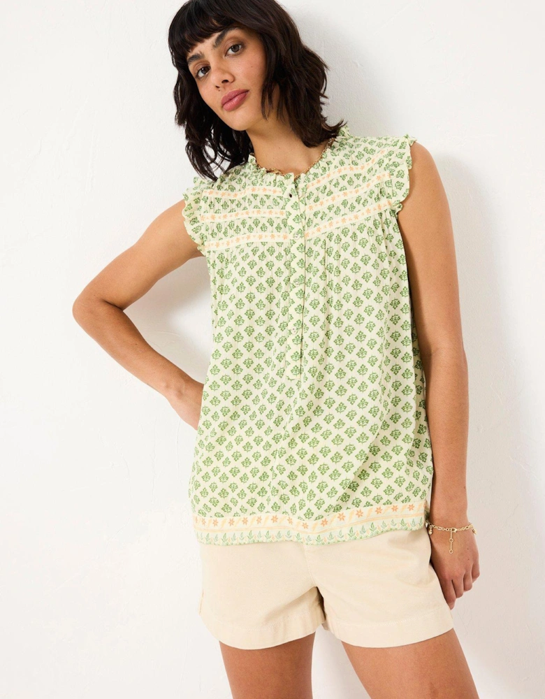 Patsy Woodblock Blouse - Green