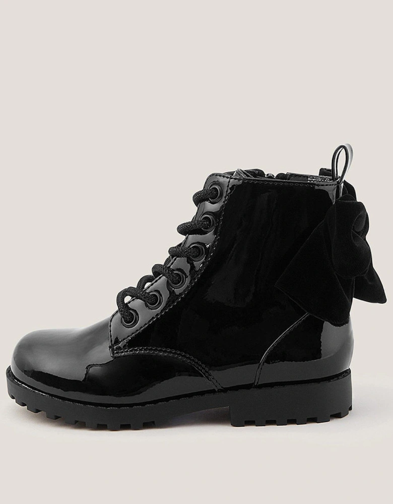 Girls Dazzle Laces Bow Boots - Black