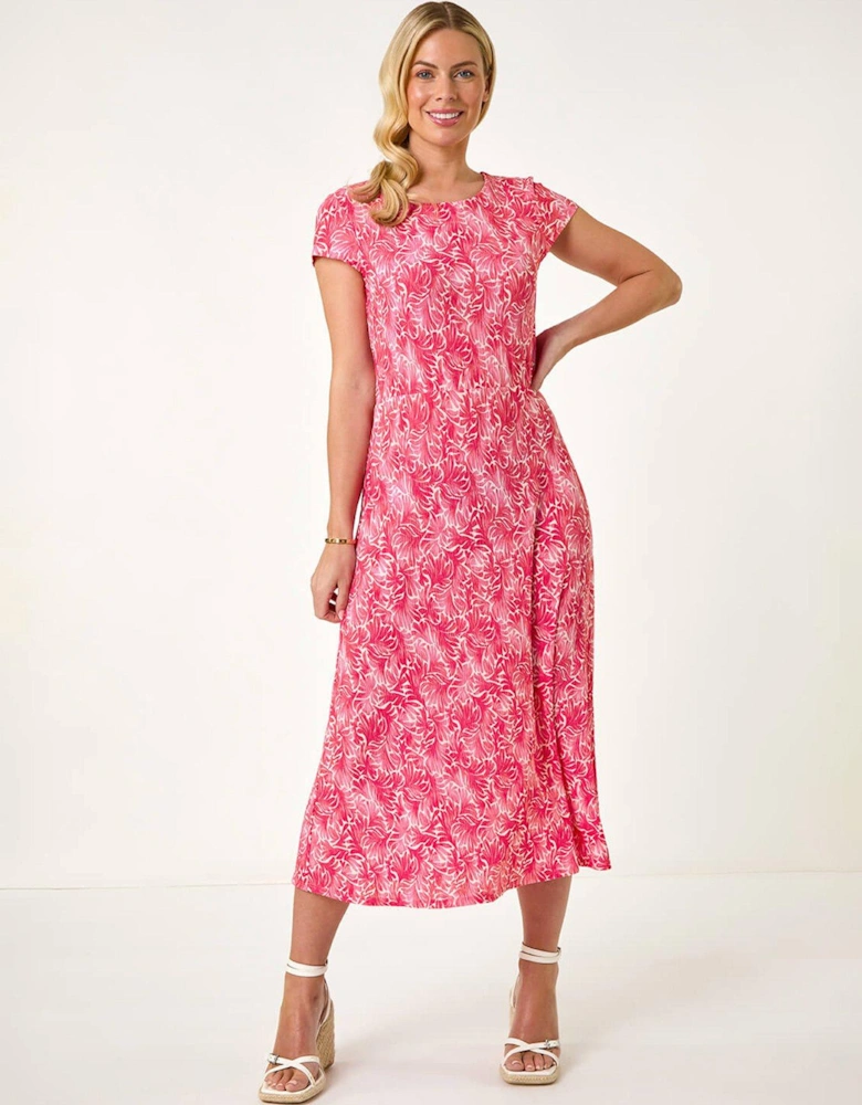 Petite Abstract Print Crinkle Midi Dress