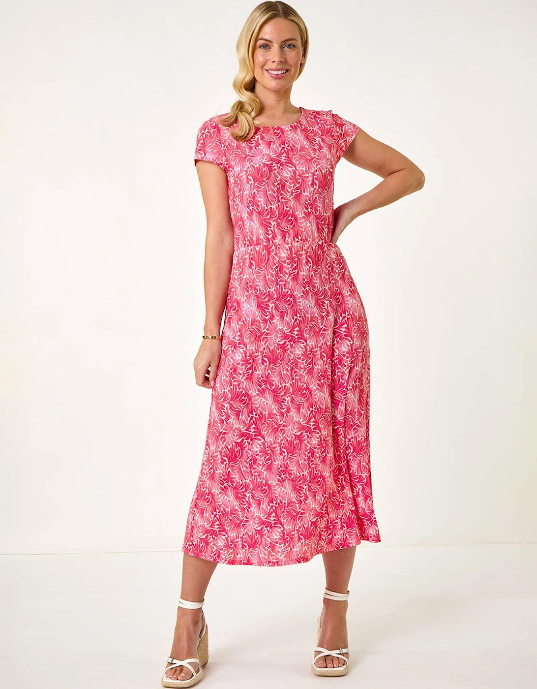 Petite Abstract Print Crinkle Midi Dress, 2 of 1