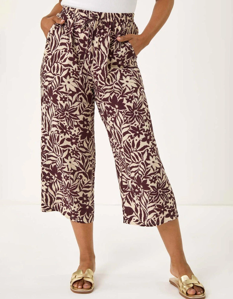 Petite Abstract Culotte Trouser - Chocolate