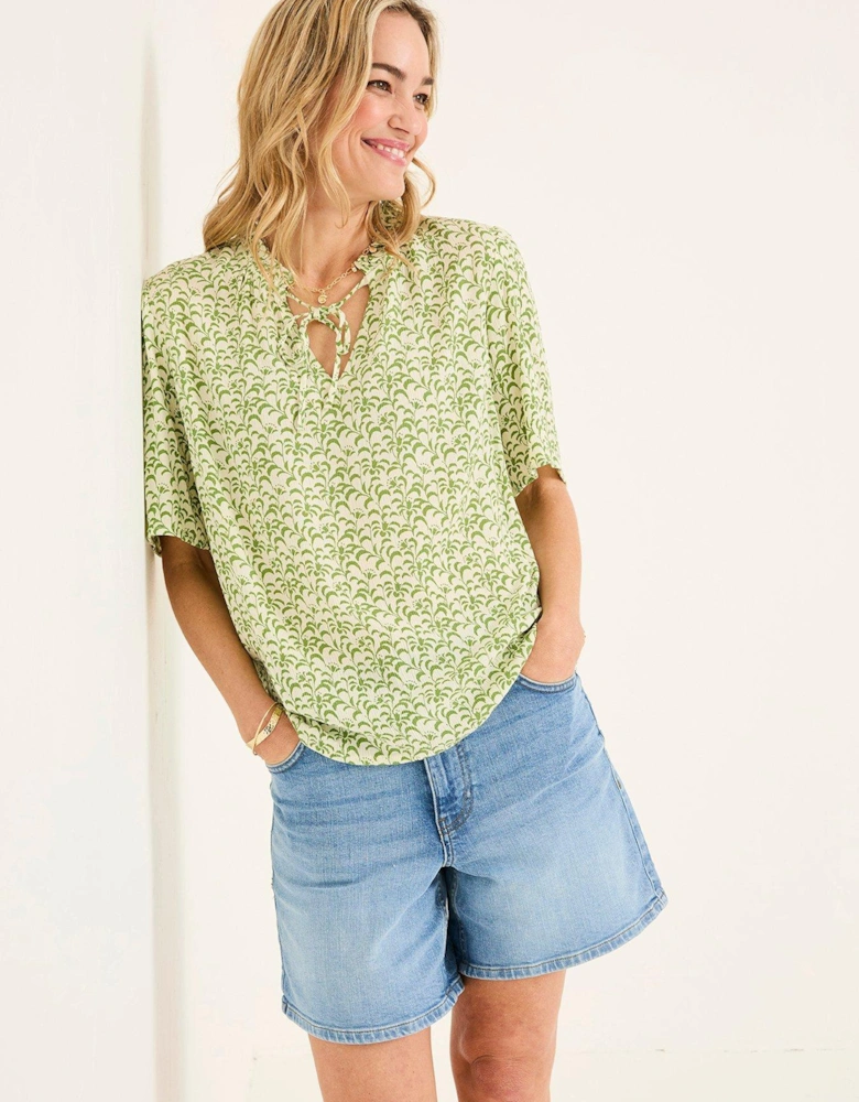 Airee Woodblock Blouse - Green