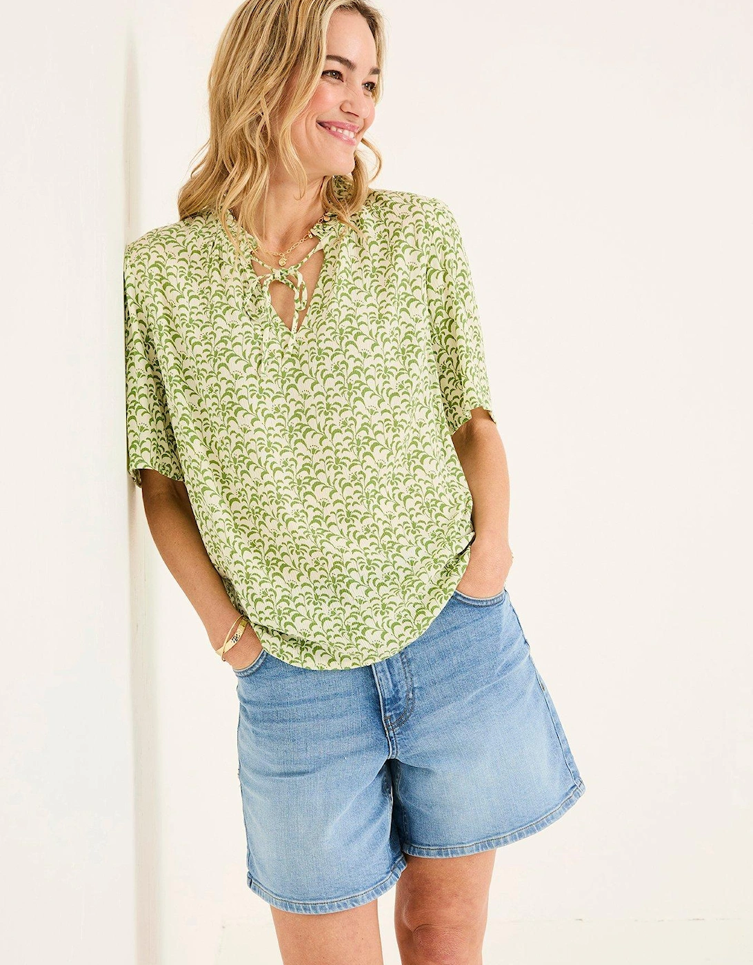 Airee Woodblock Blouse - Green, 2 of 1