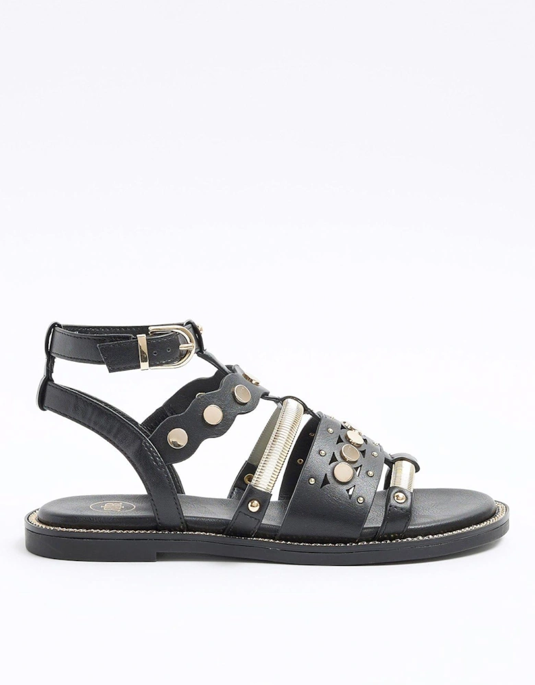 Scallop Chain Mail Gladiator - Black