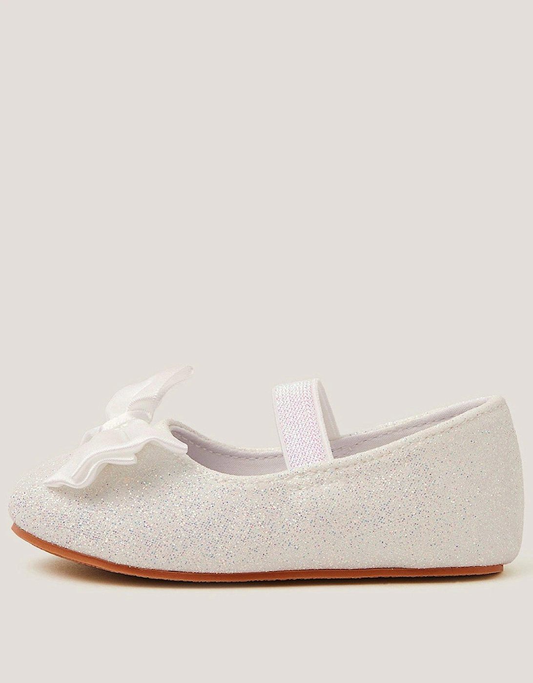 Baby Girls Glitter Bow Walker Shoes - Light Cream, 2 of 1