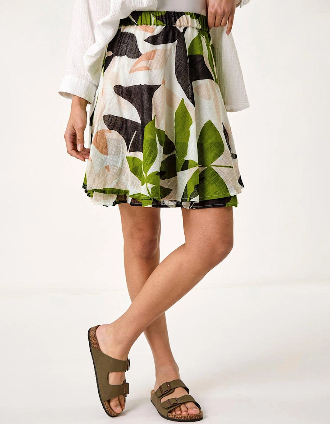 Leaf Print Short Skirt - Green, 2 of 1