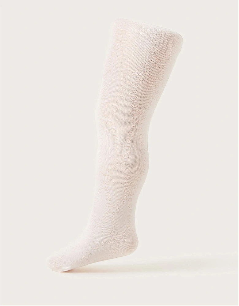 Baby Girls Diamond Butterfly Tights - Ivory