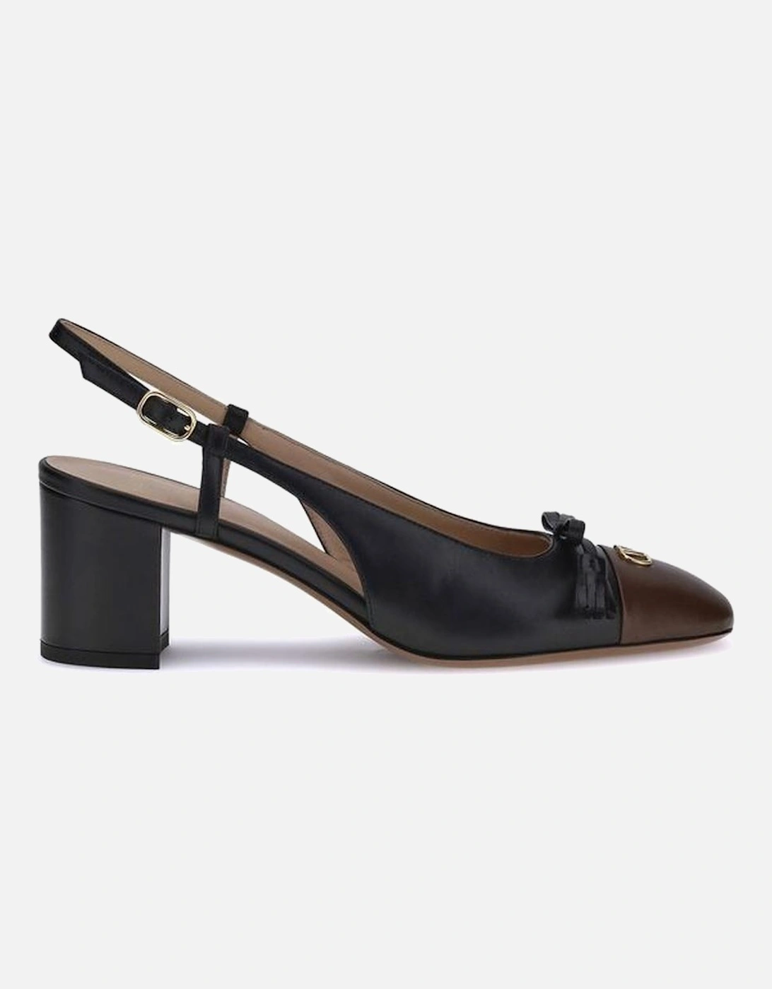 Two-Tone Kid Leather Slingback Pumps Women - Black Sandals, 5 of 4