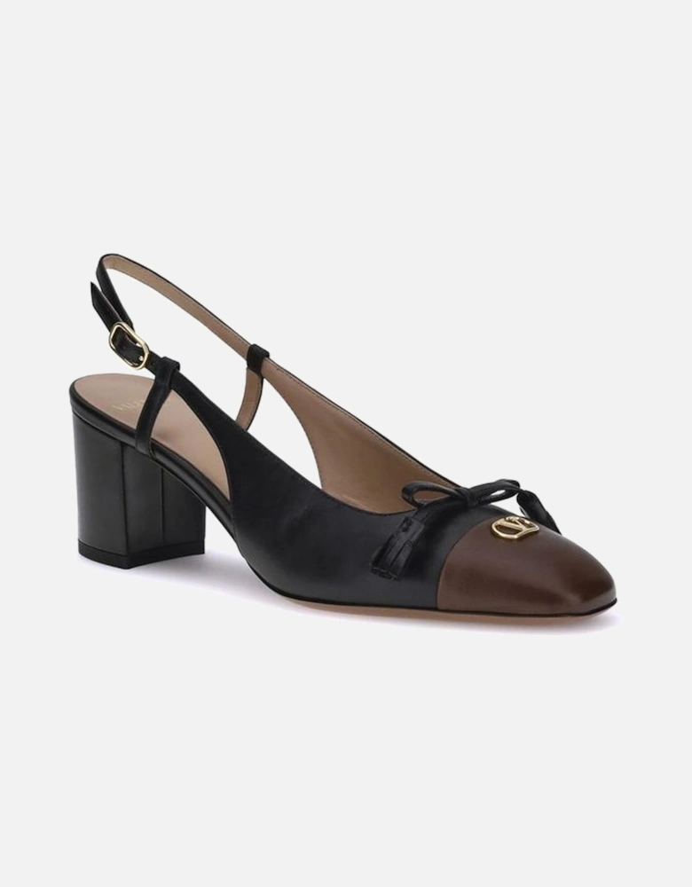 Two-Tone Kid Leather Slingback Pumps Women - Black Sandals