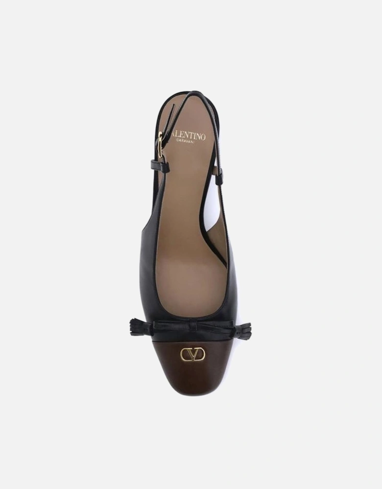 Two-Tone Kid Leather Slingback Pumps Women - Black Sandals