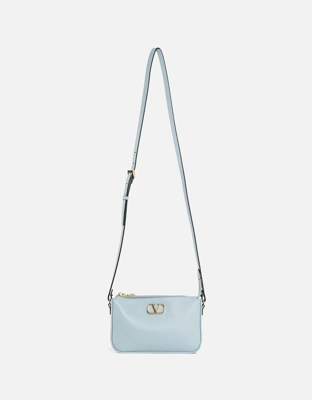 Calf Leather Shoulder Bag with Gold Logo Plaque Women - Blue, 5 of 4