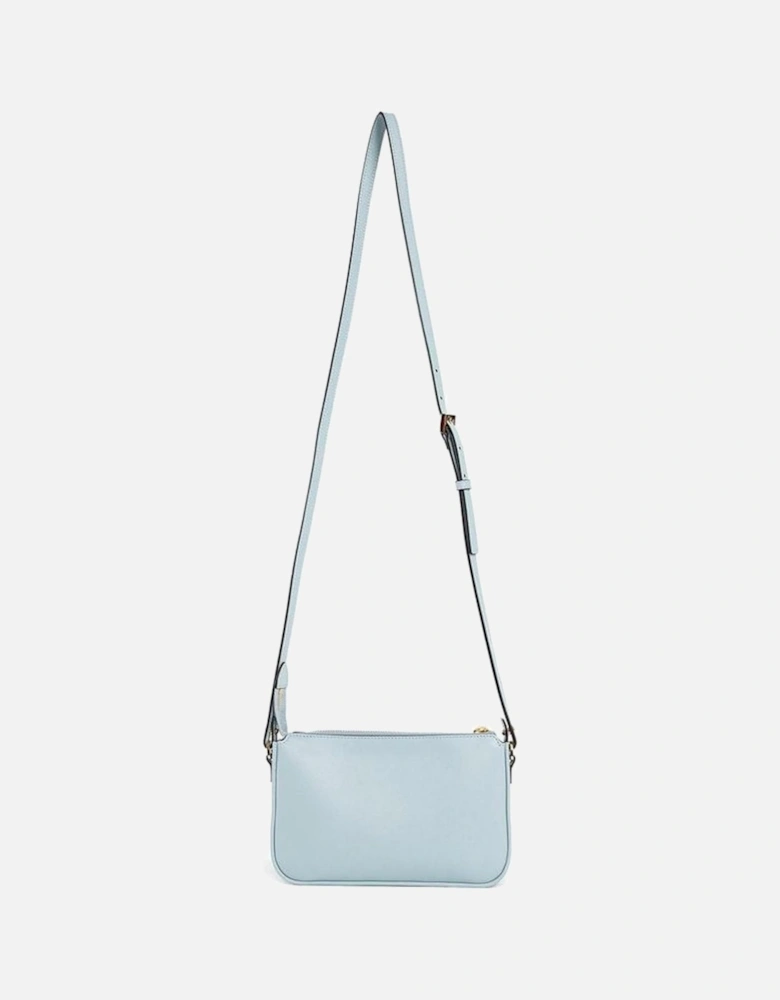 Calf Leather Shoulder Bag with Gold Logo Plaque Women - Blue