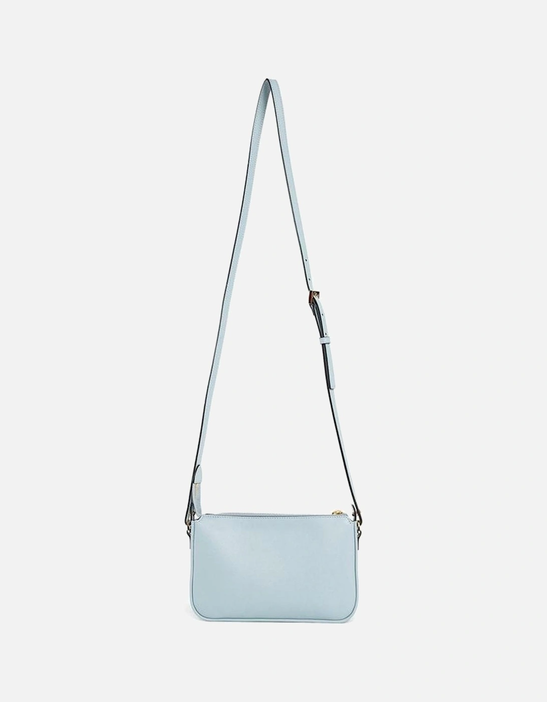 Calf Leather Shoulder Bag with Gold Logo Plaque Women - Blue