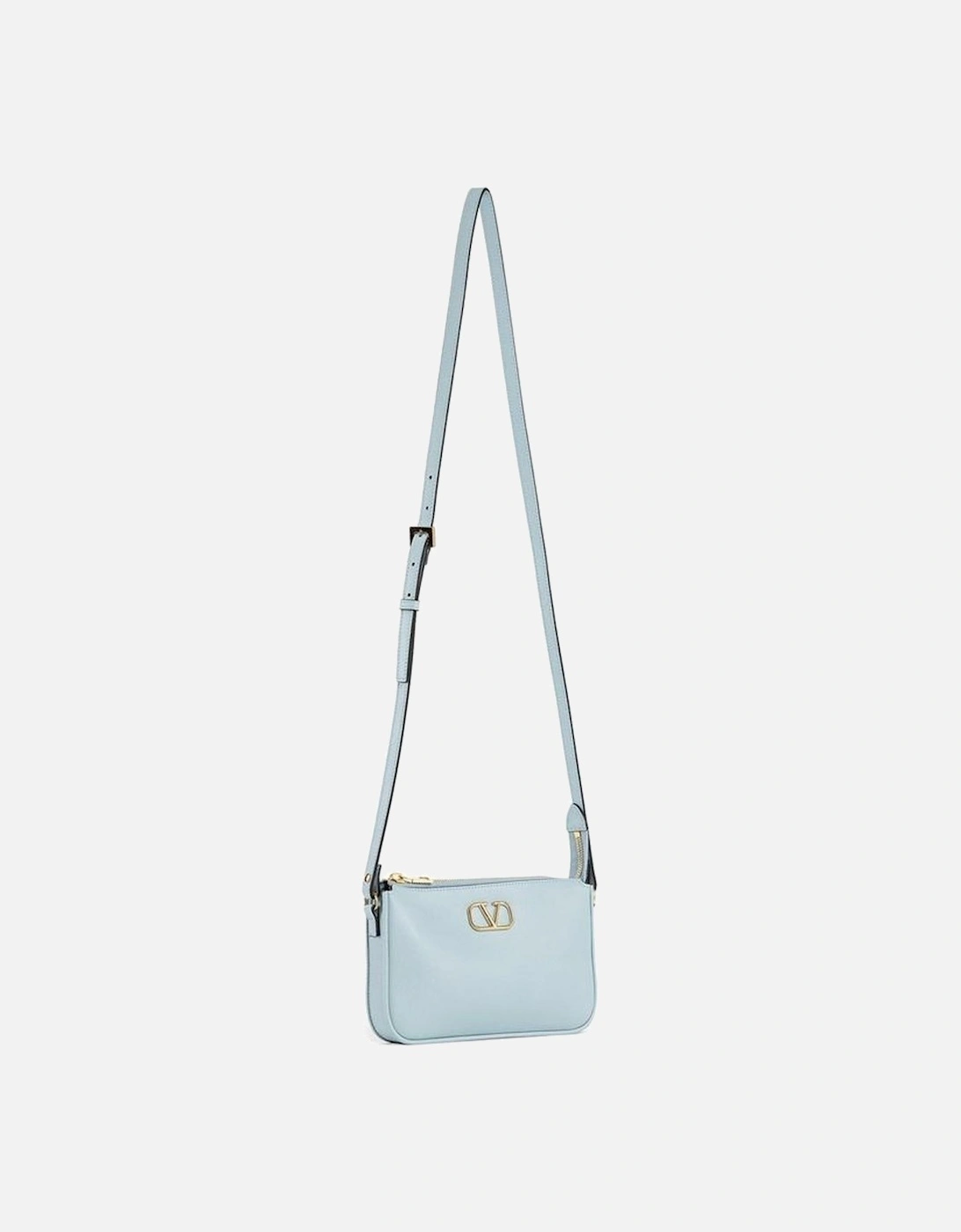 Calf Leather Shoulder Bag with Gold Logo Plaque Women - Blue