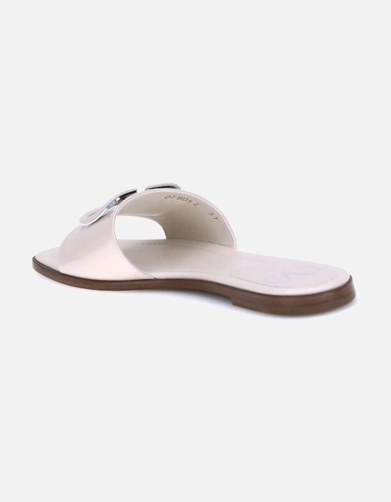 Patent Leather VLogo Slide Sandals Women - White